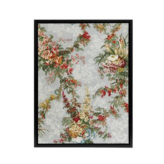 Artery8 Elegant Vintage Flower Pattern Wyatt Framed Canvas Wall Art Print | Size: W24 x H32