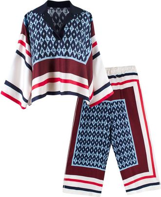 Valentino Garavani Valentino Cream Silk Shirt And Trouser Set Size XXS