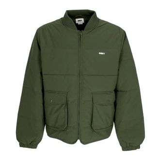 Obey Groene donsjas met cargozakken - Heren - Winterjassen - Groen - M - Polyester - Jassen