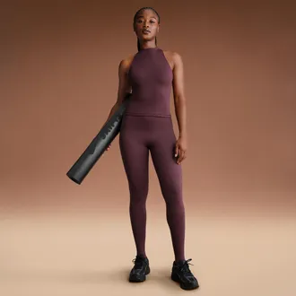 Nike Womens SKIMS Matte High-Waisted Footsie Grip Leggings in Red | BOLEG8617W-CUR