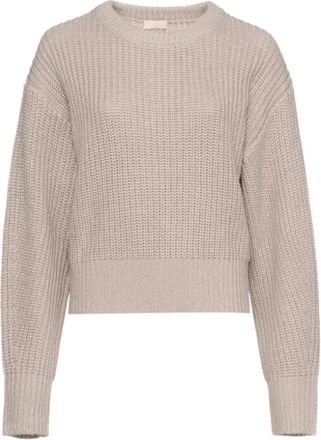 Liu Jo Wollen en Alpaca Trui - Dames - Ronde hals truien - Beige - M - Wol - Truien & Vesten