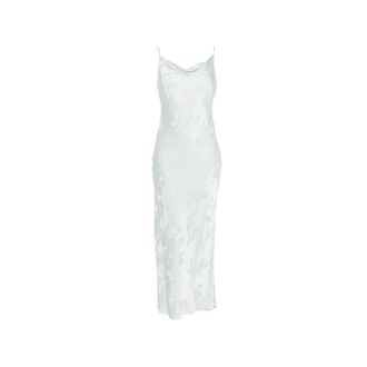 Calvin Klein Party Dresses, female, Gray, Size: M Satin Jacquard Maxi Slip Dress
