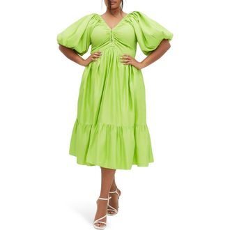 City Chic Grace Tiered Midi Dress in Pistachio at Nordstrom Rack, Size Xs/14W