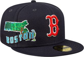 New Era Boston Red Sox Stateview 59FIFTY Fitted Cap 60296529 - Navy/Grey UV