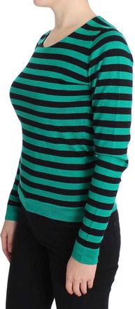 Dolce & Gabbana Womens Green Black Silk Cashmere Sweater Clothing
