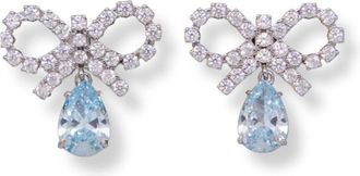 Self Portrait Micro Bow Droplet Earrings With Crystal Accents