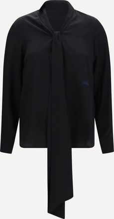 Burberry Blusa in seta con logo ricamato e dettaglio foulard Woman 8