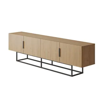 Calicosy Mueble TV de 4 puertas con patas de metal L200 cm - Marr&oacute;n