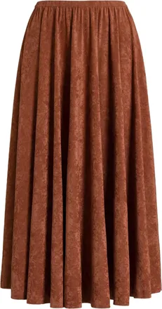 Alberta Ferretti Brown Triacetate Blend Gathered Midi Skirt