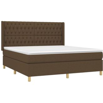 vidaXL Vidaxl - Cama Box Spring Con Colch&oacute;n Tela Marr&oacute;n Oscuro 180x200 Cm