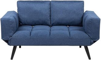 Beliani Beliani - Sof&aacute; Cama 2 Plazas Azul Marino Reposabrazos Ajustables Estilo Minimalista Brekke