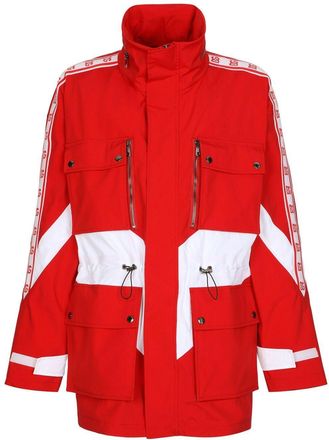 Dolce & Gabbana logo-stripe zip parka jacket - men - Nylon/Spandex/Elastane/Polyester - 52 - Red