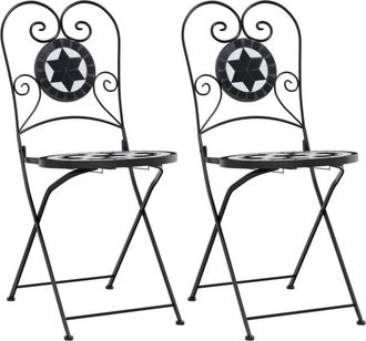vidaXL Vidaxl - Sillas de bistró plegables 2 uds cerámica negro y blanco