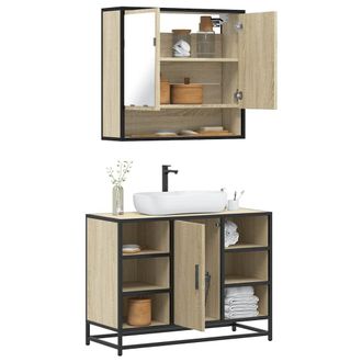 Berkfield Home 2 Piece Bathroom Furniture Set Sonoma Oak Engineered Wood in Brown