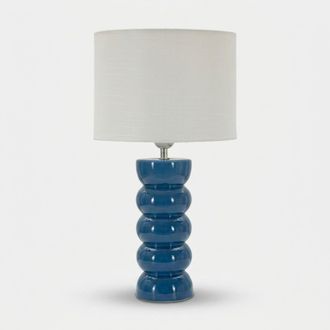 Les Tendances L&aacute;mpara De Mesa De Cer&aacute;mica Con Pantalla Torr - Azul Marino