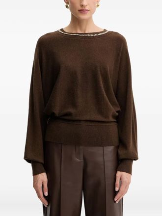 Marciano chain-detail sweater - women - Polyamide/Acrylic/Wool/Cashmere - M - Brown