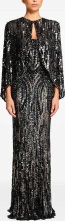 Jenny Packham Maxi-jurk verfraaid met pailletten - Grijs