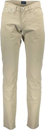 GANT Beige Herenbroek 5 Zakken Knoop Rits Logo - Heren - Slim Fit Broeken - Beige - W31 L34 - Broeken