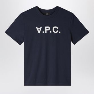 A.P.C. Blue Crew Neck T Shirt With Logo