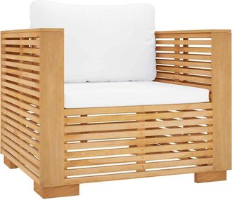 vidaXL Sill&oacute;n De Jard&iacute;n Con Cojines Color Crema Madera Maciza Teca Vidaxl