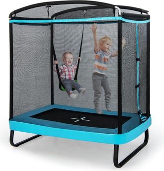 Costway Costway - 2 En 1 Cama Elastica Infantil, Trampol&iacute;n Para Ni&ntilde;os Multifuncional Con Columpio, Trampol&iacute;n Rectangular De Entretenimiento De Capacidad De 10