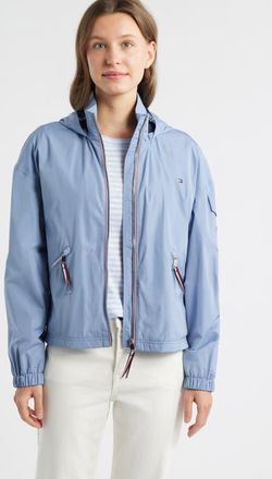 Tommy Hilfiger Hooded Windbreaker Jacket in Brisk Blue at Nordstrom, Size X-Small