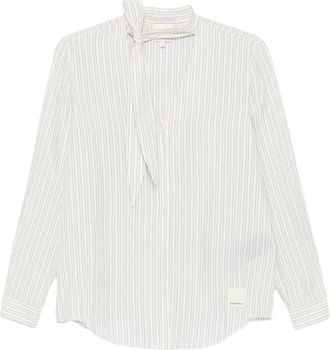 Emporio Armani Striped Tie-Neck Shirt - female - Emporio Armani - Shirts - White - L - Blouses & Shirts