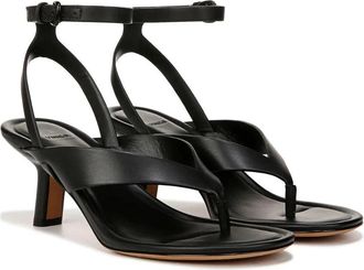 Vince Womens Vince Julian Sandals Black Leather Ankle Strap Kitten Heel VER1023