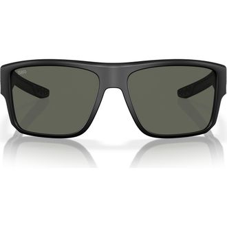 Costa 59mm Polarized Square Sunglasses in Matte Black/Gray at Nordstrom