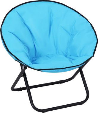 OUTSUNNY Folding Saucer Moon Chair Oversized Padded Seat Round Oxford Blue | TJ Hughes