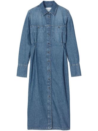 Closed button-up maxi denim shirtdress - Blue