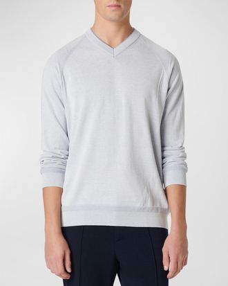 Bugatchi Mens Cotton-Silk V-Neck Sweater
