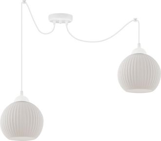 OEM L&aacute;mpara Colgante Spider Riffle Blanca 2 Pantallas Planas Blancas Bola E27