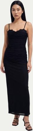 Misspap Premium Tulle Lace Trim Maxi Dress in Black at Nordstrom, Size 12
