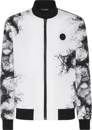 Plein Sport Nylon Bomber Splash Extreme - Heren - Outdoorjassen - Wit - 3XL - Nylon - Fitness