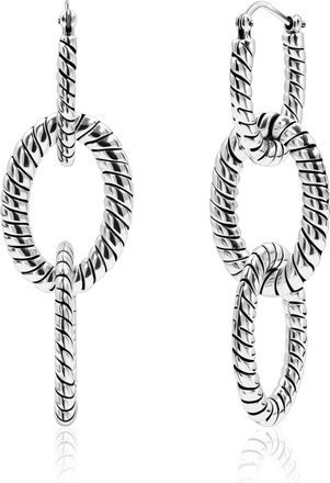 MAX + STONE 925 Sterling Silver Dangle Triple Hoop Earrings