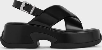 Charles & Keith Caria Leather Platform Sandals