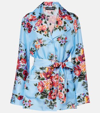 Dolce & Gabbana Floral belted silk blouse