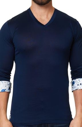 Maceoo V-Neck Cotton Pullover in Navy at Nordstrom, Size Xx-Large