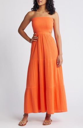 Rip Curl Premium Surf Strapless Cutout Maxi Dress in Bright Orange at Nordstrom, Size Xx-Small