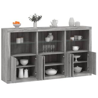 Berkfield Home Sideboard with LED Lights Grey Sonoma 181.5x37x100 cm