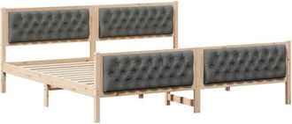 vidaXL Estructura De Cama Con Cabecera Gris Oscuro 200 X 200 Cm Vidaxl