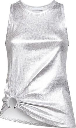 Paco Rabanne Asymmetrische Rib Top - Dames - Tops zonder mouwen - Grijs - L - Katoen - Tops