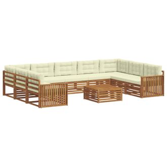vidaXL Conjunto De Sof&aacute;s De Exterior 10 Uds. Natural Y Crema Vidaxl