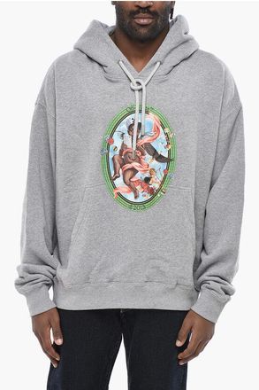 Off-white Brushed Cotton Hooded Sweatshirt FRESCO OVAL size L