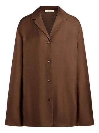 12 Storeez button-down silk shirt - women - Mulberry Silk - S - Brown