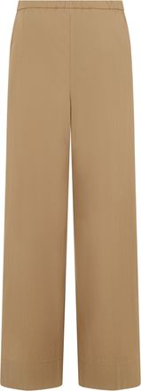 Moncler Womens Wide-Leg Cotton Trousers Beige