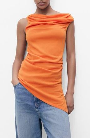 Mango Draped Sleeveless Knit Top in Orange at Nordstrom Rack, Size Small