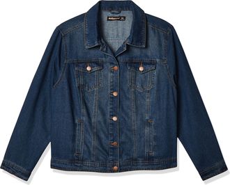 dollhouse Womens Dark Plus Denim Jacket, Dark Denim Wash, 3X