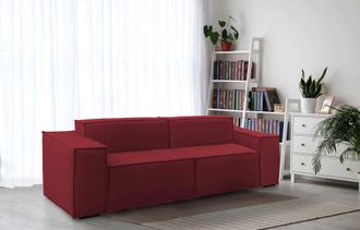 Talamo Italia Talamo Italia - Sof&aacute; Fijo Paola, Sof&aacute; Modular Lineal De 2 Plazas, 100% Made In Italy, Sof&aacute; De Sal&oacute;n Moderno En Tela., Cm 220x95h70, Rojo, Con Embalaje